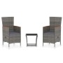 Set Divani da Giardino 3 pz con Cuscini in Polyrattan Grigio