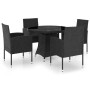 Set da Pranzo da Giardino 5 pz in Polyrattan Nero