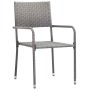 Set da Pranzo per Giardino 3 pz in Polyrattan Antracite Grigio