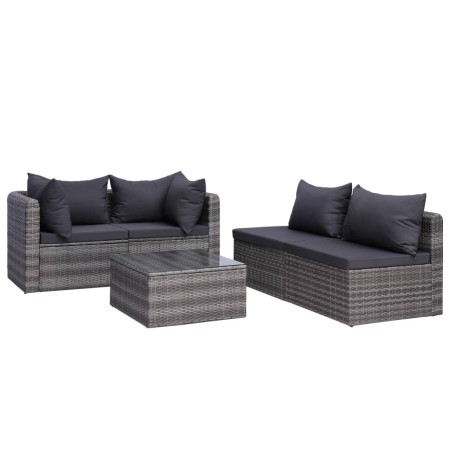 Set Divani da Giardino 9 pz con Cuscini in Polyrattan Grigio