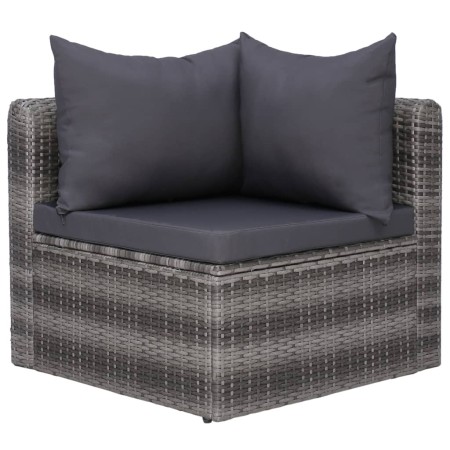 Set Divani da Giardino 9 pz con Cuscini in Polyrattan Grigio