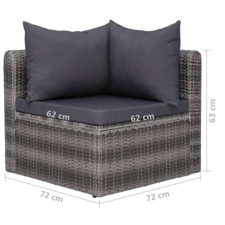 Set Divani da Giardino 9 pz con Cuscini in Polyrattan Grigio