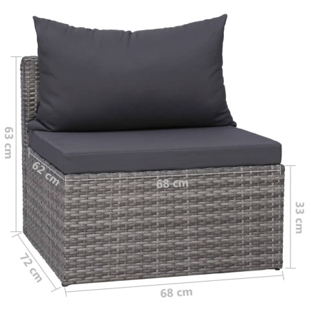 Set Divani da Giardino 9 pz con Cuscini in Polyrattan Grigio