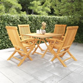 Set da Pranzo da Giardino 5 pz in Legno Massello di Teak