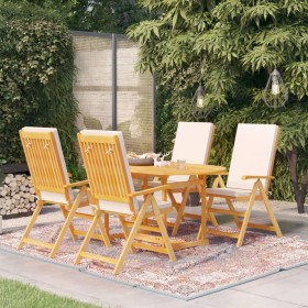 Set da Pranzo da Giardino 5 pz con Cuscini in Legno di Teak