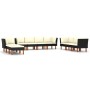 Set Divani da Giardino 10 pz con Cuscini in Polyrattan Nero