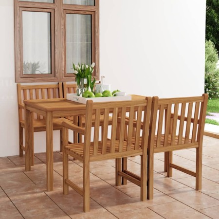 Set da Pranzo per Esterni 5 pz in Legno Massello di Teak