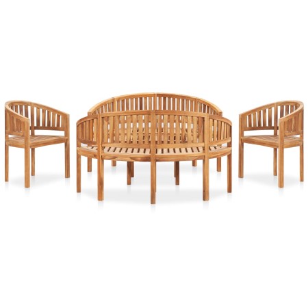 Set Salotto da Giardino 5 pz Design Curvo in Massello di Teak