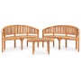 Set Salotto da Giardino 3 pz Design Curvo in Massello di Teak