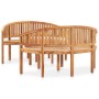 Set Salotto da Giardino 3 pz Design Curvo in Massello di Teak