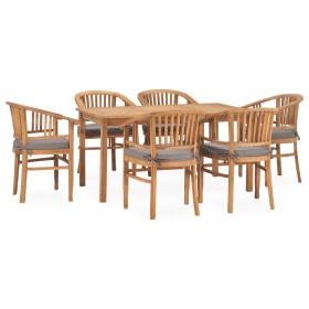 Set da Pranzo da Giardino 7 pz con Cuscini in Legno di Teak