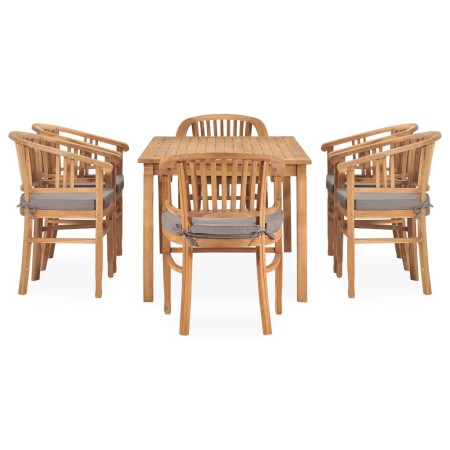 Set da Pranzo da Giardino 7 pz con Cuscini in Legno di Teak