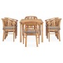 Set da Pranzo da Giardino 7 pz con Cuscini in Legno di Teak