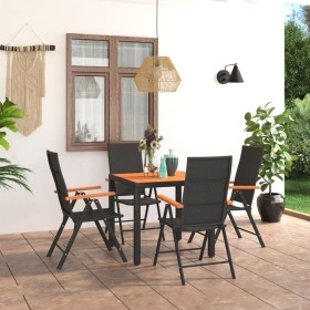 Set da Pranzo da Giardino 5 pz Nero e Marrone