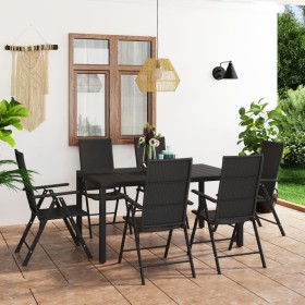 Set da Pranzo da Giardino 7 pz Nero