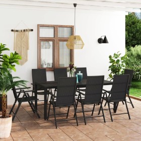 Set da Pranzo da Giardino 9 pz Nero