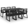 Set da Pranzo da Giardino 7 pz in Rattan PVC Nero