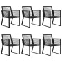 Set da Pranzo da Giardino 7 pz in Rattan PVC Nero