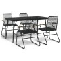 Set da Pranzo da Giardino 5 pz Nero in Rattan PVC