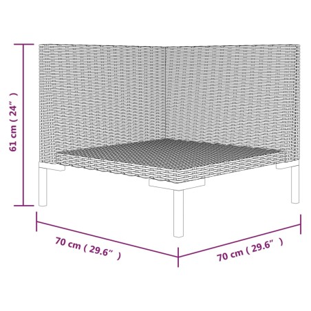 Divano da Giardino con Cuscini in Polyrattan Mezzo Tondo