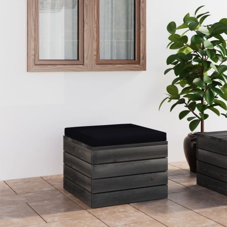 Pouf da Giardino su Pallet con Cuscino in Legno di Pino