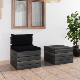 Set Divani da Giardino su Pallet 2 pz con Cuscini Massello Pino