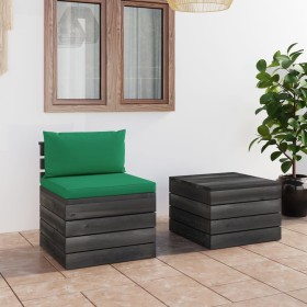 Set Divani da Giardino su Pallet 2 pz con Cuscini Massello Pino