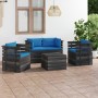 Set Divani da Giardino su Pallet 5 pz con Cuscini Massello Pino