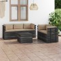 Set Divani da Giardino su Pallet 6 pz con Cuscini Massello Pino