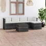 Set Divani da Giardino su Pallet 6 pz con Cuscini Massello Pino