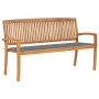 Panchina da Giardino Impilabile con Cuscino 159cm Teak Massello
