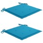 Sedie da Giardino 2 pz con Cuscini Blu Massello di Teak