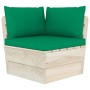 Divano Angolare da Giardino su Pallet e Cuscini Legno di Abete