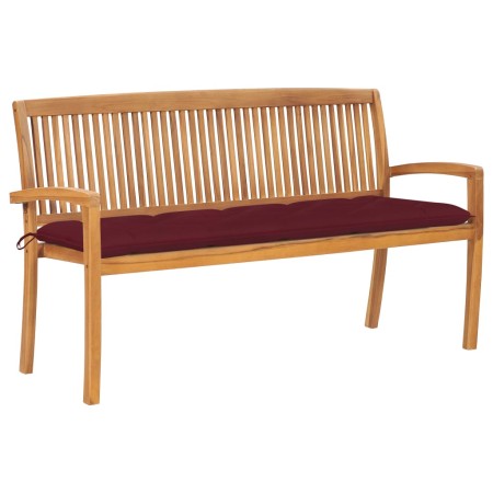 Panchina da Giardino Impilabile con Cuscino 159cm Teak Massello