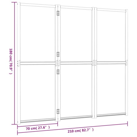 Divisorio a 3 Pannelli Bianco Crema 210x180 cm