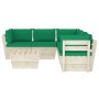 Set Divani da Giardino su Pallet 6 pz con Cuscini Legno Abete