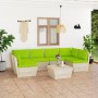 Set Divani da Giardino su Pallet 7 pz con Cuscini Legno Abete