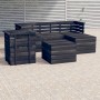 Set Divani da Giardino su Pallet 6 pz Legno Pino Grigio Scuro