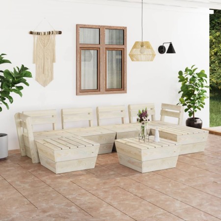 Set Divani da Giardino su Pallet 7 pz in Legno Abete Impregnato