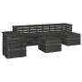 Set Divani da Giardino su Pallet 7 pz Legno Pino Grigio Scuro