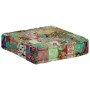 Pouf Patchwork in Cotone Fatto a Mano Quadrato 50x50x12cm Verde