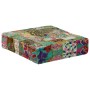 Pouf Patchwork in Cotone Fatto a Mano Quadrato 50x50x12cm Verde