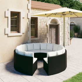 Set Divani da Giardino 8 pz con Cuscini in Polyrattan Nero