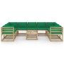 Set Salotto Giardino con Cuscini 10 pz in Pino Impregnato