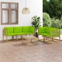 Set Salotto da Giardino 6 pz con Cuscini Verde Chiaro