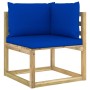 Set Salotto Giardino con Cuscini 10 pz in Pino Impregnato