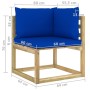 Set Salotto Giardino con Cuscini 10 pz in Pino Impregnato
