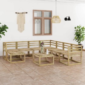 Set Salotto da Giardino 9 pz in Legno di Pino Impregnato Verde