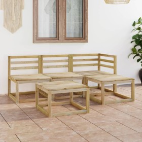 Set Salotto da Giardino 5 pz in Legno di Pino Impregnato Verde