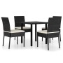 Set da Pranzo da Giardino 5 pz in Polyrattan Nero